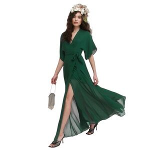 Reformation Petites Winslow Dress in Emerald